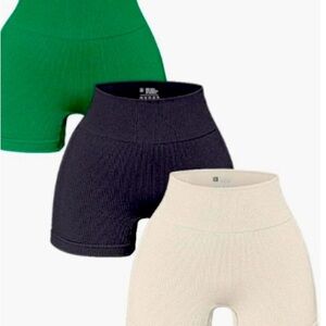 OQQ Women 3 Piece Yoga High Waist Shorts